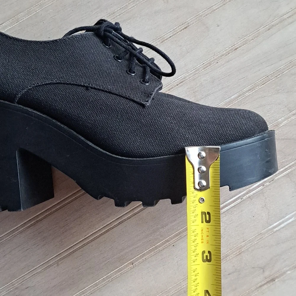 DIVIDED H&M Black Chunky Y2K Platform Lace-Up Edgy Trendy Bold Heel Shoes - Picture 13 of 13